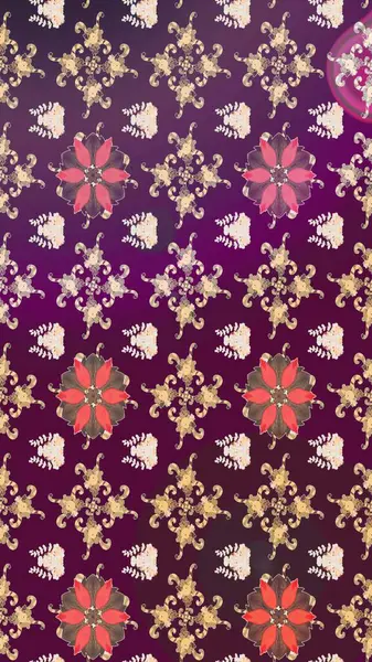 Çiçek ve yapraklı çiçek deseni. Küçük çiçekli şirin bir desen. Raster illüstrasyonu.