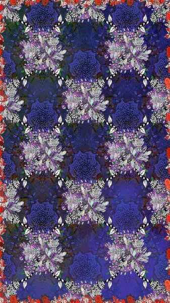 Mor ve gri renkte çiçekler. Çiçekli karalama şeklinde Raster çiçek deseni. Yumuşak, bahar çiçekli arka plan.