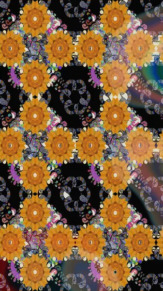 Raster illüstrasyonu. Çiçekli, yapraklı, çiçek desenli eskiz. El çizimi.