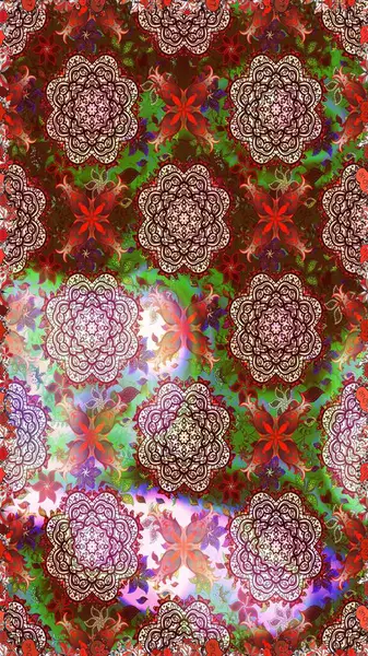 Tekstil, tebrik kartı, boyama kitabı, telefon kılıfı baskısı için kullanılabilir. Raster Henna dövme stili. Kızılderili desenli desenli desenli şal deseni. Etnik Mandala süsü.