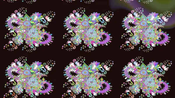 Gri renklerde. Güzel kumaş deseni. Raster illüstrasyonundaki çiçek desenli çizim. Raster illüstrasyonu.