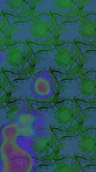 Çocuksu tasarım. Mavi arka planda. Elle çizilmiş çiçek desenli Raster çizimi. Tekstil, kumaş, ambalaj, hatıra defteri için güzel çiçek arkaplanı..