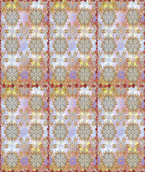 Tarafsız ve bej renklerde Asya tekstili. Raster illüstrasyonu. Kusursuz çiçek deseni.