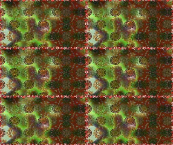 El çizimi dikişsiz sonbahar çiçekleri deseni. Renkli kahverengi ve yeşil pürüzsüz desen. Tekstil ve kapak tasarımı için mükemmel. Kahverengi ve yeşil renkli çiçekler. Doodle tarzı.