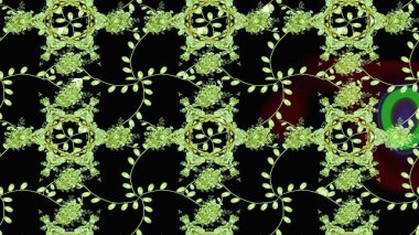 Raster illüstrasyonundaki çiçek desenli çizim. Siyah renkte çiçekler.