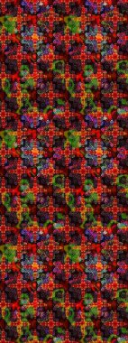 Soyut etnik raster çizim kalıbı. Vadinin çiçekleri kahverengi renklerde. Çiçekler..