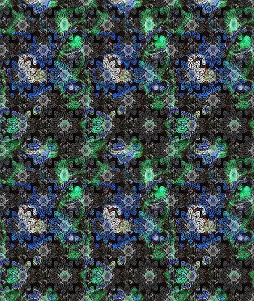 Gri renkli bitkilerden oluşan parlak çiçekli çizim deseni.