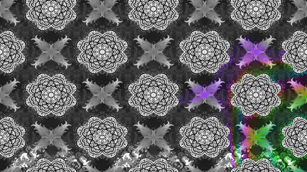 Halk tarzı. Moda baskıları için zarif bir şablon. Modern çiçek arkaplanı. Parlak renkli çiçekleri ve gri yaprakları olan muhteşem bir çiçek deseni..