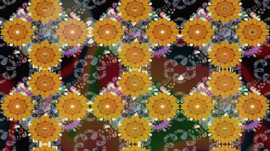 Raster Güzel kumaş deseni. Raster suluboya deseni, narin çiçekler, kahverengi çiçekler, tebrik kartı şablonu..