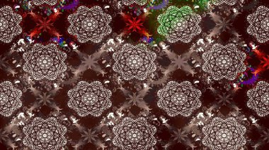 Kahverengi renklerde bahar çiçekleri. Raster illüstrasyonu. Çiçek ve yapraklı karalama şeklinde Raster çiçek deseni.