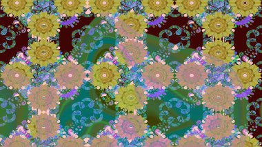 Raster illüstrasyonu. Robot resim. Küçük çiçekte sevimli çiçek deseni var..