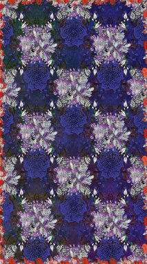 Düz çiçek öğeleri tasarım. Raster. Bahar Tema Dikişsiz desen arka plan rengi.