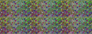 Çiçeksiz desenli, suluboya elle çizilmiş elementler. Parlak renkli fantezi çiçekleri, yapraklar, yeşil ve nötr renklerde tomurcuklar yeşil ve nötr.