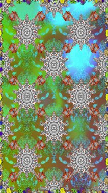 Güzel kumaş deseni. Karalama çiçeği. Zentangle soyut çiçekleri. Düz Çiçek Elementleri Tasarımı. Raster illüstrasyonu. Renkli Bahar Teması Kusursuz Arkaplan.