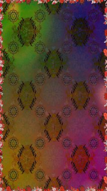 Çiçek arkaplan. Çiçek duvar kâğıdı. Kahverengi ve yeşil renkli şirin tekstil. Raster illüstrasyonu. Renkli, pürüzsüz desen.