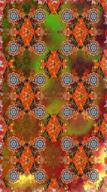 Dikişsiz Chichi kumaş deseni. Çiçek deseni. Raster illüstrasyon. Düz Çiçek Elemanları Tasarım. Renkli Bahar Teması kesintisiz desen Arka Plan.