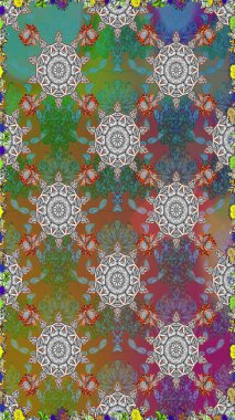 Raster Hip kumaş deseni. Kusursuz Vintage Çiçek Deseni.