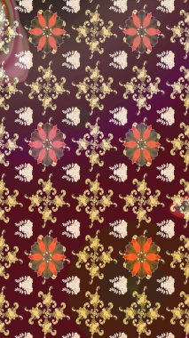 Renkli Bahar Teması eskiz kalıbı. Düz Çiçek Elementleri Tasarımı. Mor ve kahverengi renkte çiçekler. Güzel çiçek deseni..