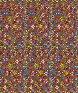 Renkli Bahar Temalı Kusursuz Arkaplan. Kahverengi ve kırmızı renkte çiçekler. Raster illüstrasyonu. Çiçekli, suluboya desenli kusursuz çiçek deseni. Düz Çiçek Elementleri Tasarımı.