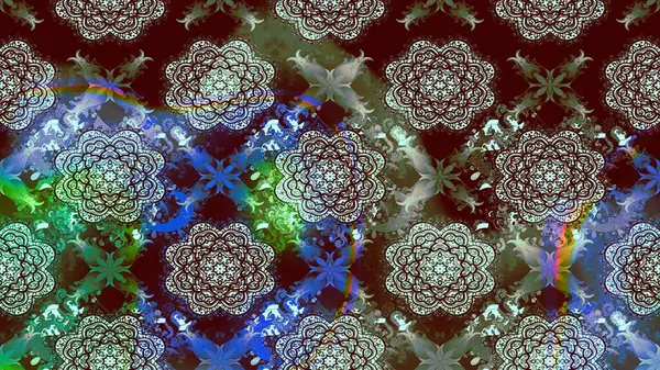 Raster illüstrasyonu. Suluboya tarzında kahverengi renkte. Küçük çiçekli bahar deseni çiz.