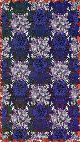 Düz çiçek öğeleri tasarım. Raster. Bahar Tema Dikişsiz desen arka plan rengi.