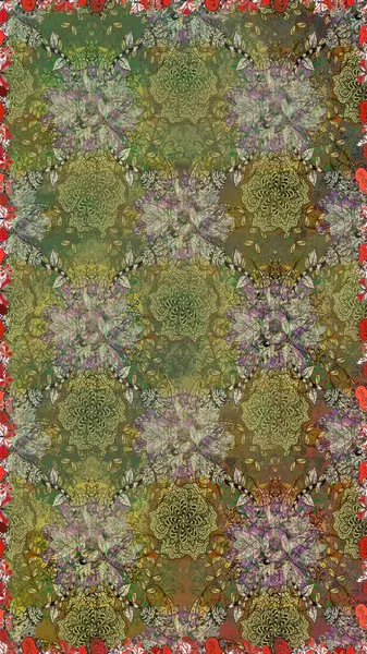 Raster Şirin kumaş deseni. Renkli Bahar Temalı Kusursuz Arkaplan. Düz Çiçek Elementleri Tasarımı. Kusursuz bağbozumu.