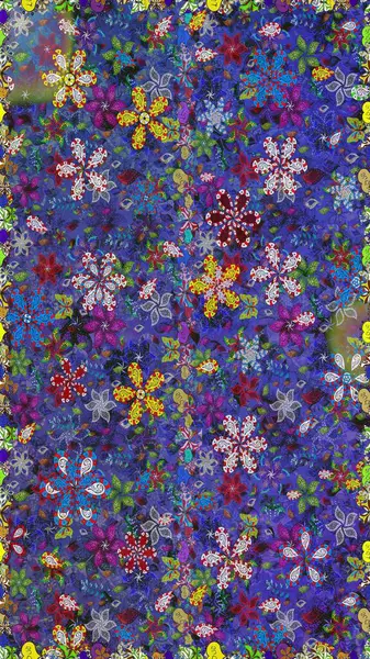 Raster Henna tarzı. Etnik Mandala havlusu. Sınır Kızılderili çiçekli paisley patten. Kusursuz süs izi. Tebrik kartı arkaplanı, boyama kitabı, arkaplan, tekstil için kullanılabilir.