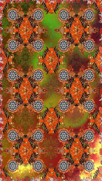 Dikişsiz Chichi kumaş deseni. Çiçek deseni. Raster illüstrasyon. Düz Çiçek Elemanları Tasarım. Renkli Bahar Teması kesintisiz desen Arka Plan.