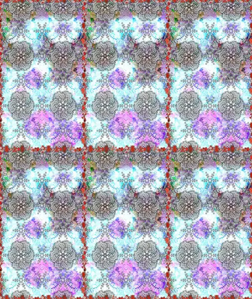 Tarafsız ve gri renklerde güzel bir tekstil. Çiçeklerle suluboya desenli çiçek deseni. Raster illüstrasyonu.