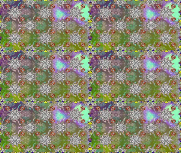 Raster illüstrasyonu. Gri ve yeşil renkli çiçekler. Tropik, dikişsiz çiçek deseni..