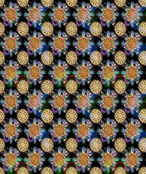 Küçük çiçekli yay deseni çiz. Raster illüstrasyonu. Suluboya tarzında siyah renkler üzerine.