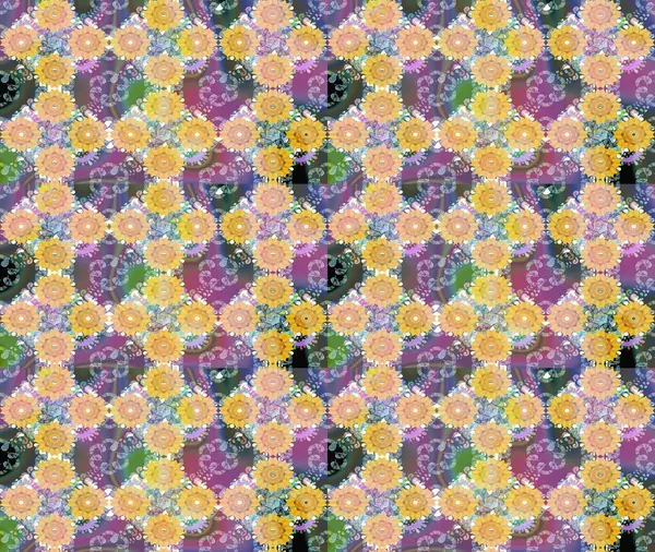 Küçük bej çiçeklerle oldukça eski bir besin torbası deseni. Tekstil, kumaş, kapaklar, duvar kağıtları, baskı, paket, koleksiyon defteri, örgü, dekupaj için çiçek arkaplanı..