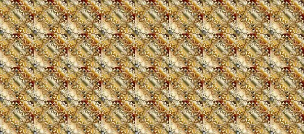 Barok tarzında duvar kağıdı tasarımı için kusursuz damaske deseni arkaplanı. Süslü raster dekorasyonu. Bej, kahverengi ve nötr renklerde altın desenli altın elementler.
