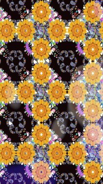 Sarı renkli çiçekler. Düz Çiçek Elementleri Tasarımı. Renkli Bahar Teması eskiz kalıbı. Sevimli çiçek raster deseni.