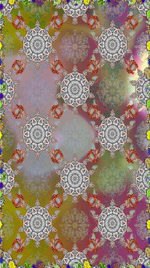 Şirin, zarif çiçekler Raster illüstrasyonu. Yapraklı kusursuz desen. Davetiye ve kartpostal tasarımı için dekoratif çiçek unsurları. Poster ya da kapak için arka plan. Tekstil için figür.