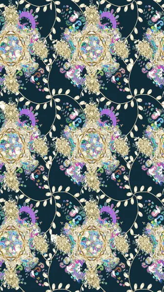 Düz Çiçek Elementleri Tasarımı. Renkli Bahar Teması eskiz kalıbı. Mavi renkli çiçekler. Raster illüstrasyonunda çiçek deseni çizimi.