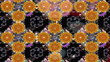 Vadinin çiçekleri siyah renklerde. Çiçeksel çizim kalıbının çizimi.