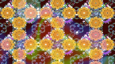 Raster illüstrasyonu. Sarı renklerde. Sarı renkli sarı papatya deseni.