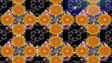 Tekstil için figür. Şirin, zarif çiçekler Raster illüstrasyonu. Poster ya da kapak için arka plan. Yapraklı çizim şekli. Davetiye ve kartpostal tasarımı için dekoratif çiçek unsurları.