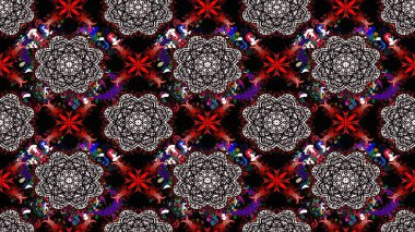 Siyah renkli bitkilerden oluşan parlak çiçekli çizim deseni.