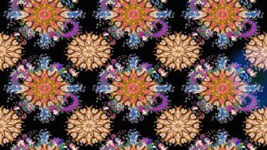 Tomurcukları çiçek olan sevimli bir çiçek deseni. Eskiz geçmişi. Eski usul. Raster. Raster illüstrasyonu. Kumaş, tekstil ve duvar kağıdı baskısı için..