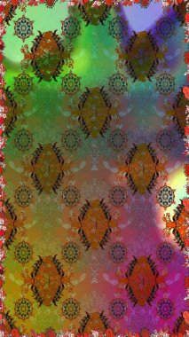 Çiçek arkaplan. Renkli, pürüzsüz desen. Kahverengi ve yeşil renkli şirin tekstil. Çiçek duvar kâğıdı. Raster illüstrasyonu.