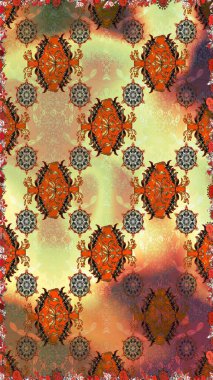 Raster illüstrasyonu. Kahverengi ve bej renkli çiçekler. Kusursuz. Şirin çiçek elementleri..