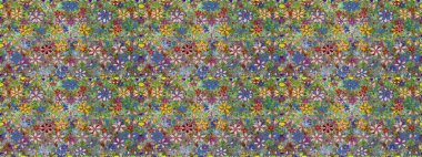 Renkli Yaz Temalı Kusursuz Arkaplan. Yazdır. Düz Çiçek Elementleri Tasarımı. Raster çiçekli arka plan. Güzel kumaş deseni. Sevimli, pürüzsüz desen.