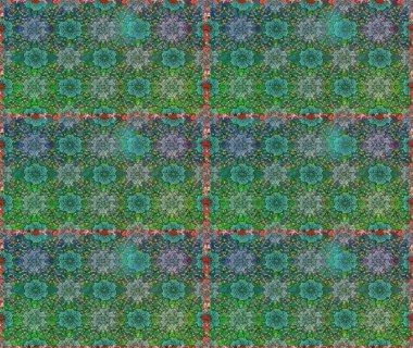 Raster düz çiçekleri pürüzsüz desen. Yeşil ve mavi renkte çiçekler. Tasarım hediye paketi, tebrik kartları, posterler ve afiş tasarımı.