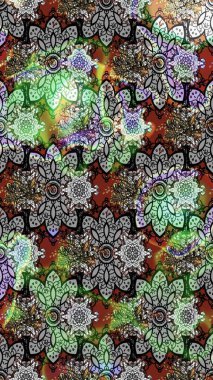 Sevimli çiçek raster deseni. Renkli Yaz Temalı eskiz kalıbı. Düz Çiçek Elementleri Tasarımı. Modaya uygun kumaş deseni.