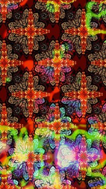 Kahverengi renkli bitkilerden oluşan parlak çiçekli çizim deseni.