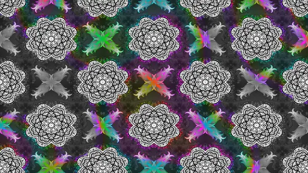 Gri renkli etnik çiçekli zarif eskiz deseni. Raster Çiçek İllüstrasyon Şirin Tekstil.