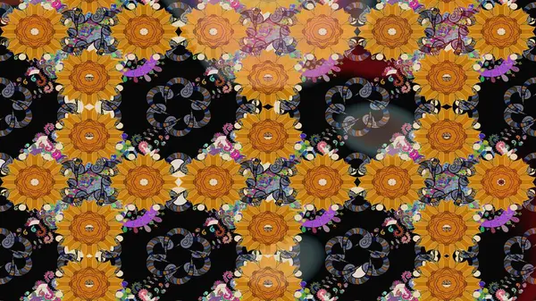 Vadinin çiçekleri siyah renklerde. Çiçeksel çizim kalıbının çizimi.