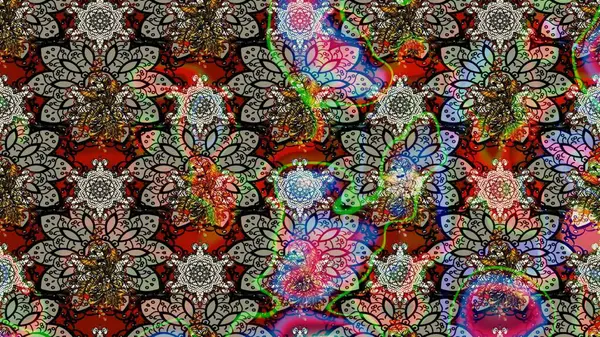 Raster illüstrasyonu. Tarafsız renklerde yaprakları olan yabani çiçekler. Suluboya, elle çizilmiş. Taslak arkaplan deseni.